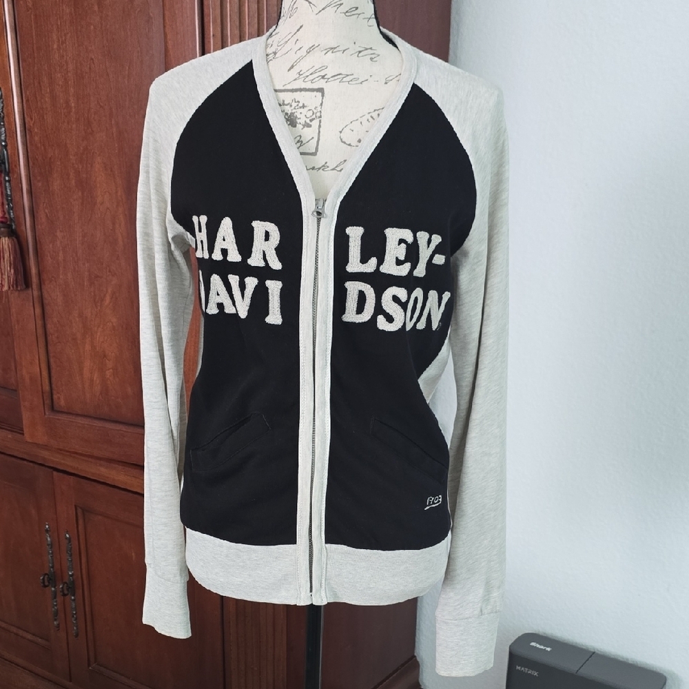 Harley-Davidson Black and Gray Zip Up Light Jacket